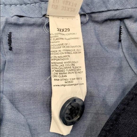 Original Penguin Pants Adult 32X29 Navy Blue Stretch Formal Chino Mens - Picture 10 of 12